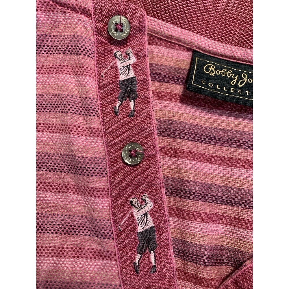 Embroidered Golfers Bobby Jones Collection Big Horn GC Cranberry/Navy/Blue Polo